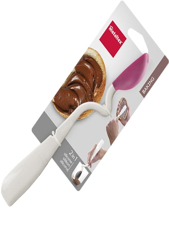 Metaltex 252505000 Silicone 2-in-1 Spatula Non-Stick Cooking Scooping Scraping Sit up Spoon | 23cm Length | 5ml - Image 1